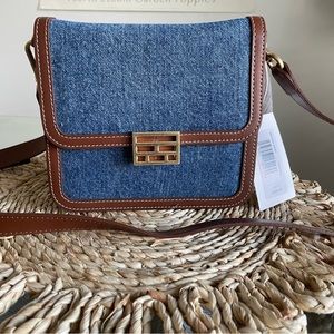 Denim and brown leather FRAME Le Signature Mini crossbody
